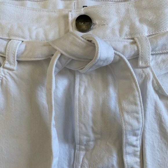 FRAME Denim Le High White Belted Frayed Fringe Hem Mini Skirt 24 - Picture 7 of 14